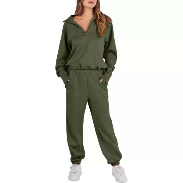 Caracilia Women 2 Piece Outfits Sweatsuit Set 2023 Fall Half Zip Sweatshirt with Sweatpant Lounge Set Tracksuit