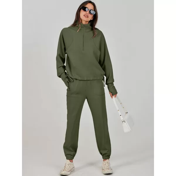 Caracilia Women 2 Piece Outfits Sweatsuit Set 2023 Fall Half Zip Sweatshirt with Sweatpant Lounge Set Tracksuit