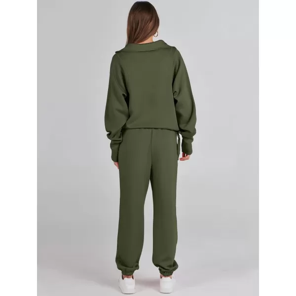 Caracilia Women 2 Piece Outfits Sweatsuit Set 2023 Fall Half Zip Sweatshirt with Sweatpant Lounge Set Tracksuit