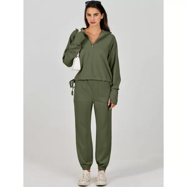Caracilia Women 2 Piece Outfits Sweatsuit Set 2023 Fall Half Zip Sweatshirt with Sweatpant Lounge Set Tracksuit