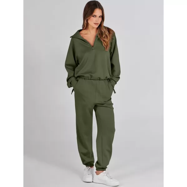 Caracilia Women 2 Piece Outfits Sweatsuit Set 2023 Fall Half Zip Sweatshirt with Sweatpant Lounge Set Tracksuit