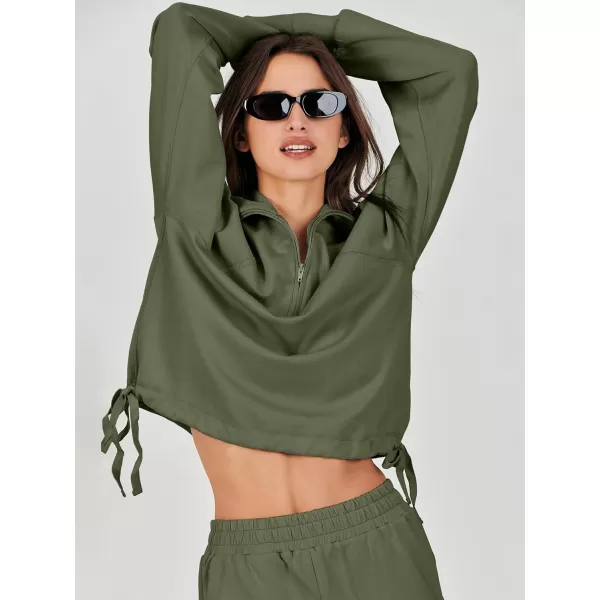 Caracilia Women 2 Piece Outfits Sweatsuit Set 2023 Fall Half Zip Sweatshirt with Sweatpant Lounge Set Tracksuit