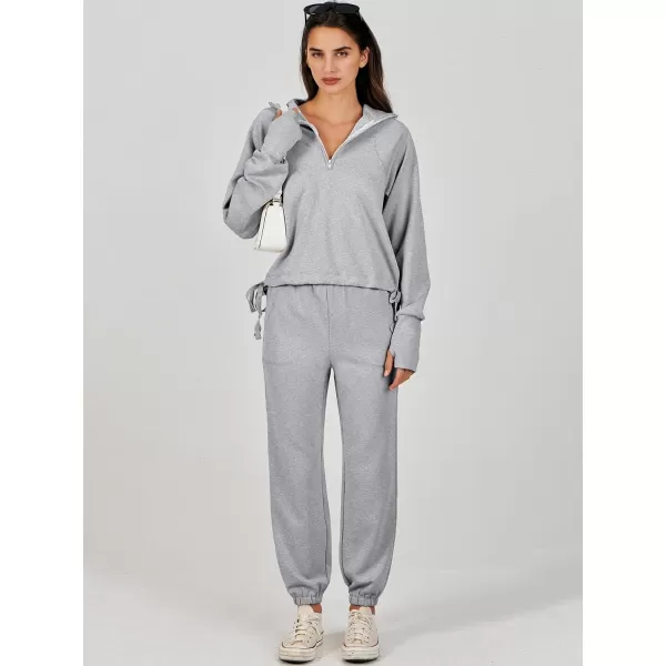 Caracilia Women 2 Piece Outfits Sweatsuit Set 2023 Fall Half Zip Sweatshirt with Sweatpant Lounge Set Tracksuit