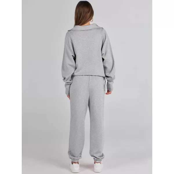 Caracilia Women 2 Piece Outfits Sweatsuit Set 2023 Fall Half Zip Sweatshirt with Sweatpant Lounge Set Tracksuit