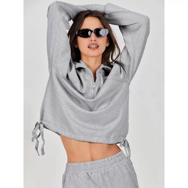 Caracilia Women 2 Piece Outfits Sweatsuit Set 2023 Fall Half Zip Sweatshirt with Sweatpant Lounge Set Tracksuit