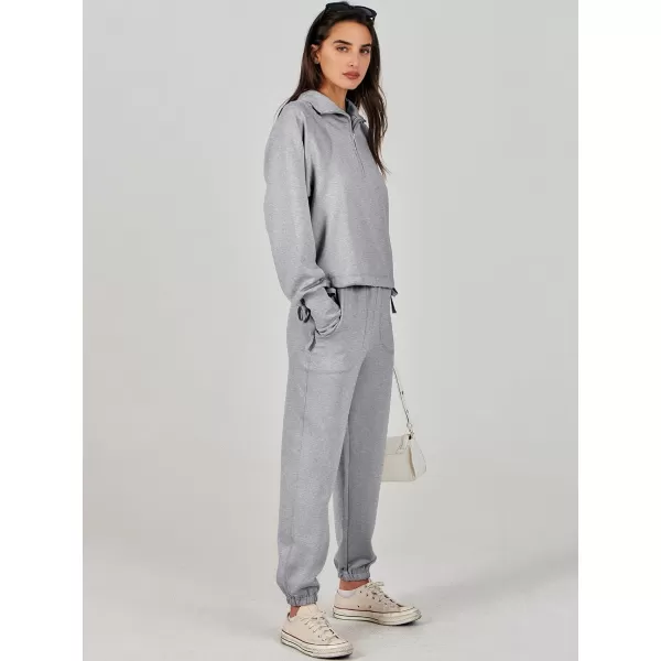 Caracilia Women 2 Piece Outfits Sweatsuit Set 2023 Fall Half Zip Sweatshirt with Sweatpant Lounge Set Tracksuit