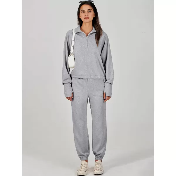 Caracilia Women 2 Piece Outfits Sweatsuit Set 2023 Fall Half Zip Sweatshirt with Sweatpant Lounge Set Tracksuit