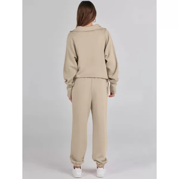 Caracilia Women 2 Piece Outfits Sweatsuit Set 2023 Fall Half Zip Sweatshirt with Sweatpant Lounge Set Tracksuit