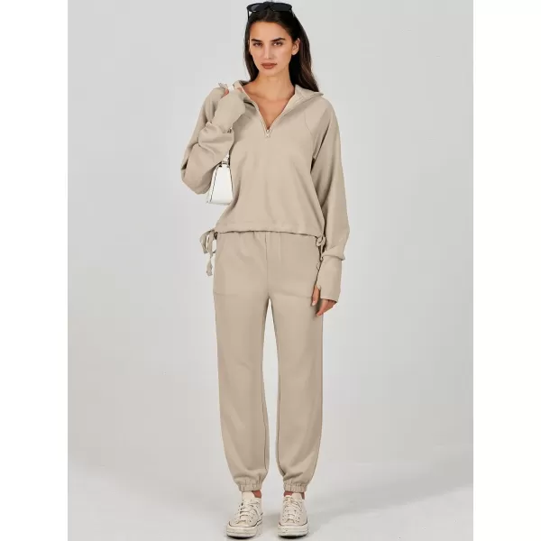 Caracilia Women 2 Piece Outfits Sweatsuit Set 2023 Fall Half Zip Sweatshirt with Sweatpant Lounge Set Tracksuit