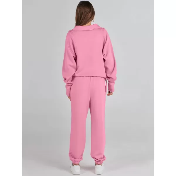 Caracilia Women 2 Piece Outfits Sweatsuit Set 2023 Fall Half Zip Sweatshirt with Sweatpant Lounge Set Tracksuit