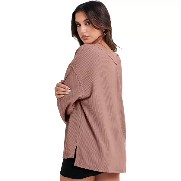 Caracilia Women Long Sleeve Shirt Off Shoulder Sweater Oversized Sweatshirt V Neck Knit Pullover Fall Clothes Loose Tunic Top