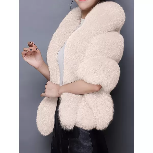 Caracilia Women Luxury Faux Fur Coat Jackets Wrap Cape Shawl for Wedding Party