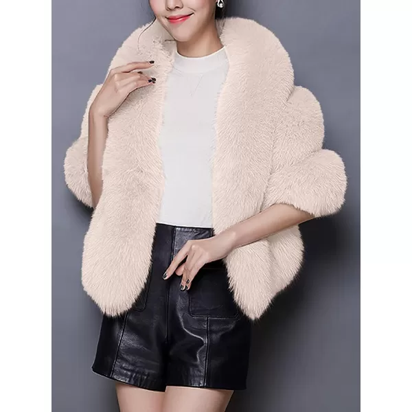 Caracilia Women Luxury Faux Fur Coat Jackets Wrap Cape Shawl for Wedding Party