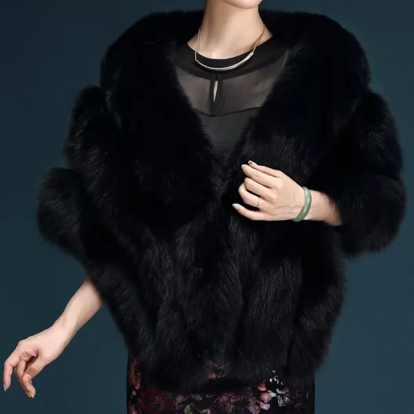 Caracilia Women Luxury Faux Fur Coat Jackets Wrap Cape Shawl for Wedding Party