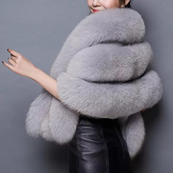 Caracilia Women Luxury Faux Fur Coat Jackets Wrap Cape Shawl for Wedding Party