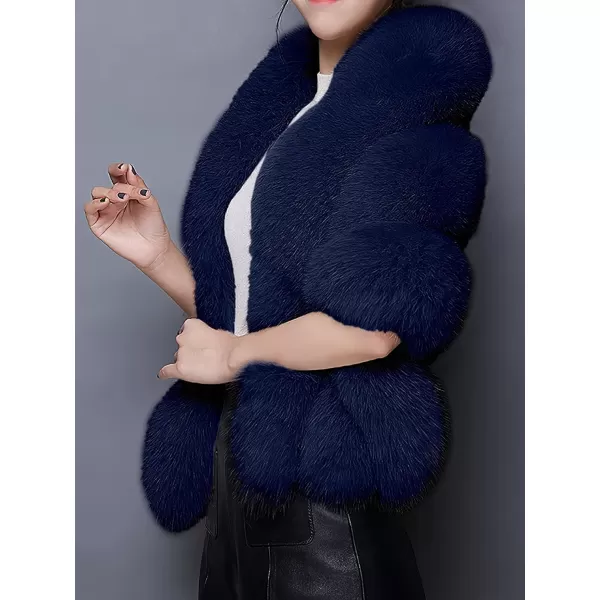 Caracilia Women Luxury Faux Fur Coat Jackets Wrap Cape Shawl for Wedding Party