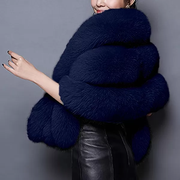 Caracilia Women Luxury Faux Fur Coat Jackets Wrap Cape Shawl for Wedding Party