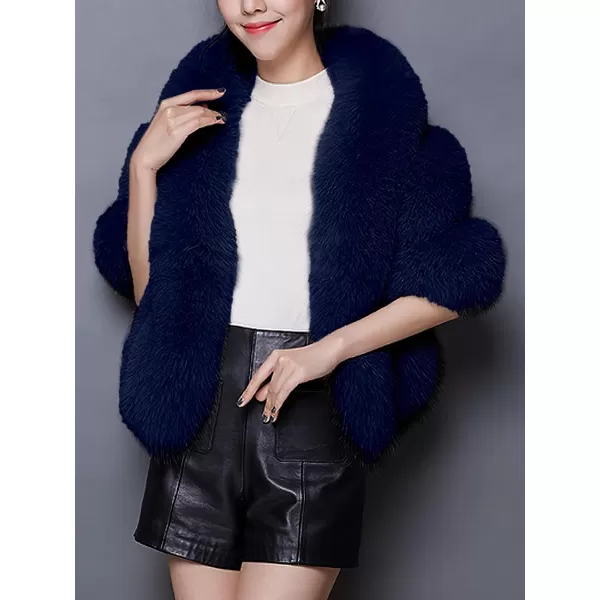 Caracilia Women Luxury Faux Fur Coat Jackets Wrap Cape Shawl for Wedding Party