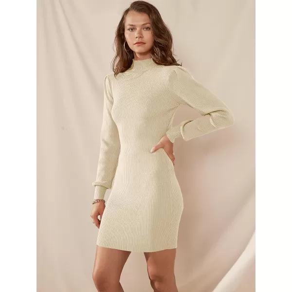 Caracilia Women Turtleneck Long Sleeve Knit Pullover Sweater Bodycon Mini Dress