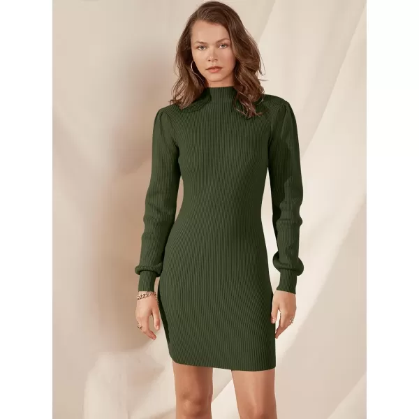 Caracilia Women Turtleneck Long Sleeve Knit Pullover Sweater Bodycon Mini Dress