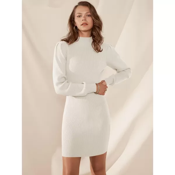 Caracilia Women Turtleneck Long Sleeve Knit Pullover Sweater Bodycon Mini Dress