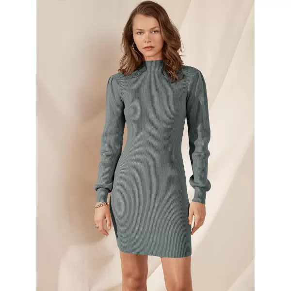 Caracilia Women Turtleneck Long Sleeve Knit Pullover Sweater Bodycon Mini Dress
