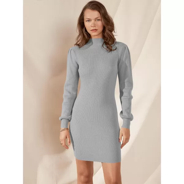 Caracilia Women Turtleneck Long Sleeve Knit Pullover Sweater Bodycon Mini Dress