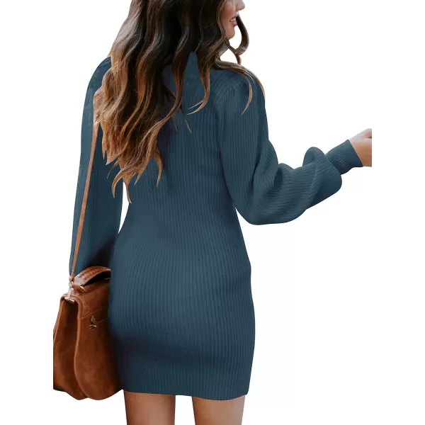Caracilia Women Turtleneck Long Sleeve Knit Pullover Sweater Bodycon Mini Dress
