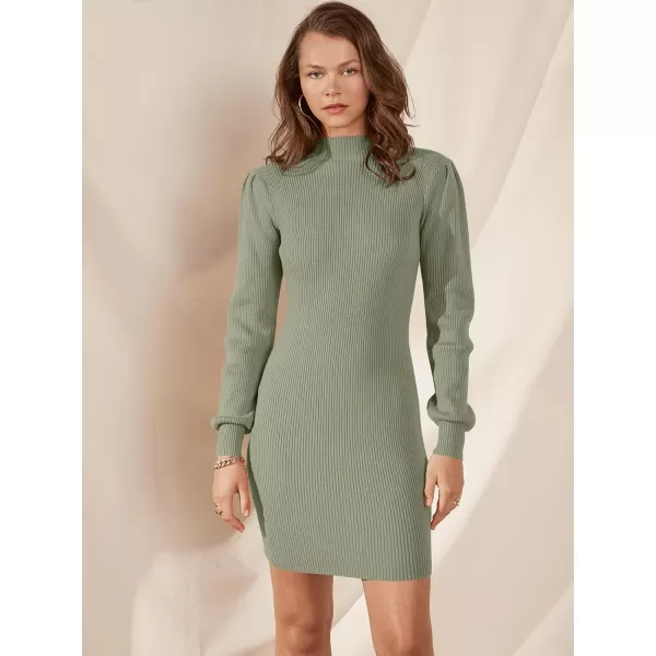 Caracilia Women Turtleneck Long Sleeve Knit Pullover Sweater Bodycon Mini Dress