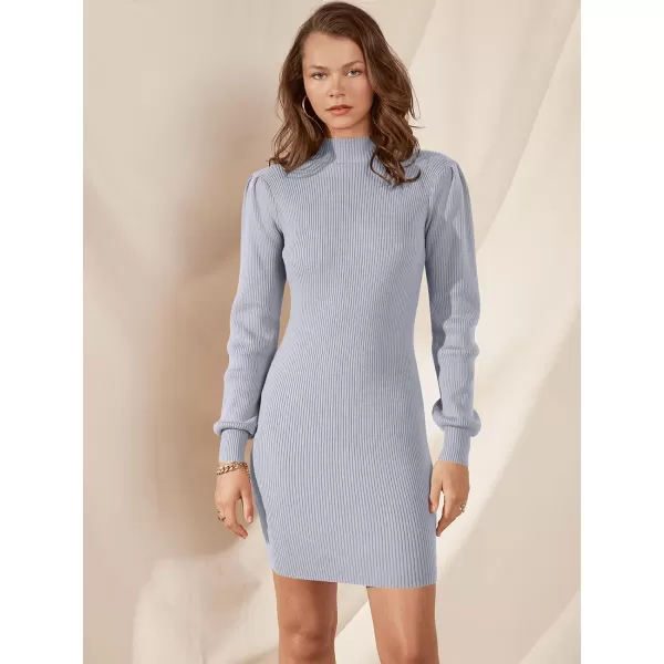 Caracilia Women Turtleneck Long Sleeve Knit Pullover Sweater Bodycon Mini Dress