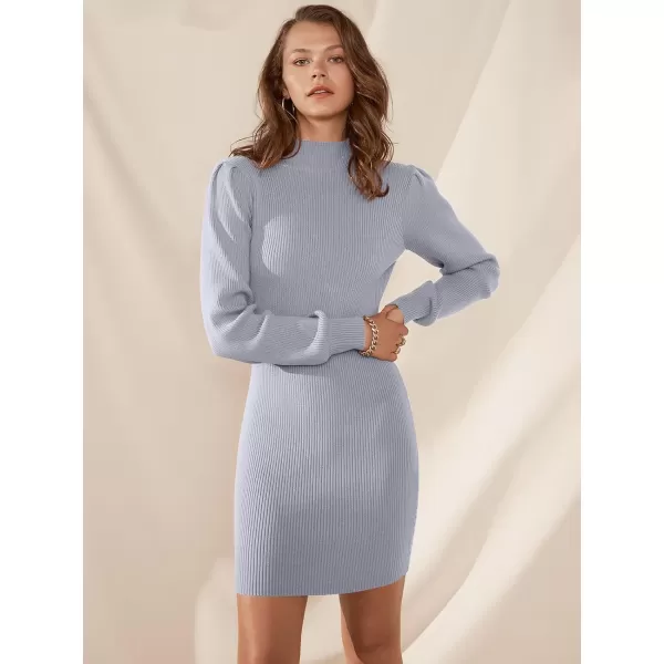 Caracilia Women Turtleneck Long Sleeve Knit Pullover Sweater Bodycon Mini Dress