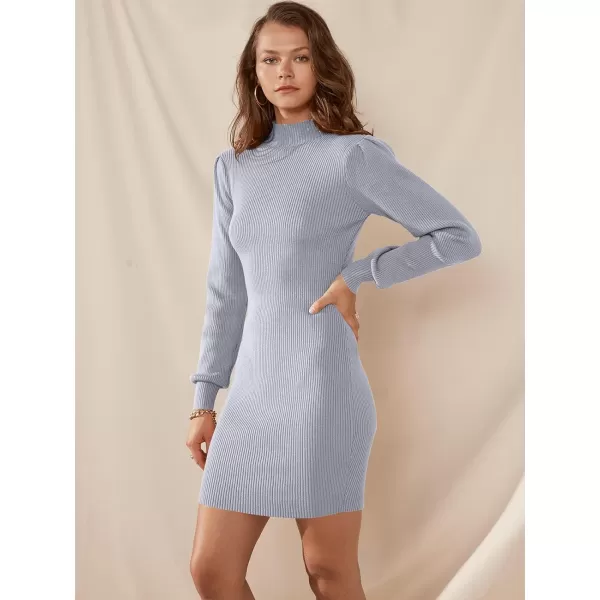 Caracilia Women Turtleneck Long Sleeve Knit Pullover Sweater Bodycon Mini Dress