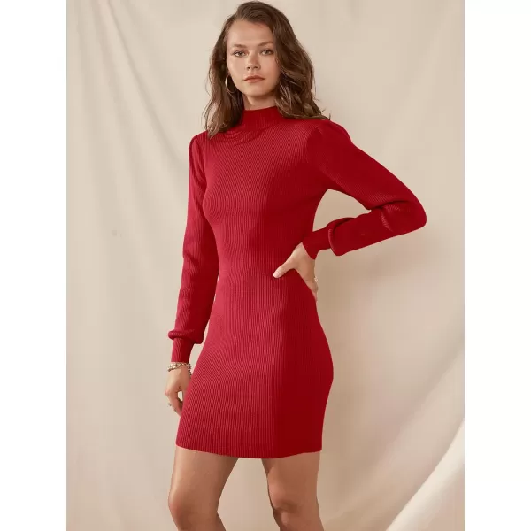 Caracilia Women Turtleneck Long Sleeve Knit Pullover Sweater Bodycon Mini Dress
