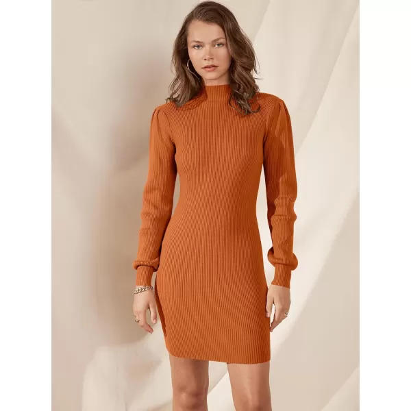 Caracilia Women Turtleneck Long Sleeve Knit Pullover Sweater Bodycon Mini Dress