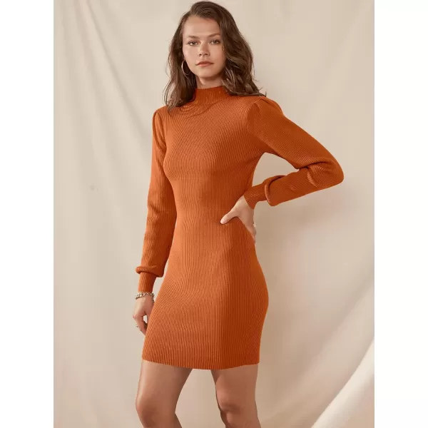 Caracilia Women Turtleneck Long Sleeve Knit Pullover Sweater Bodycon Mini Dress