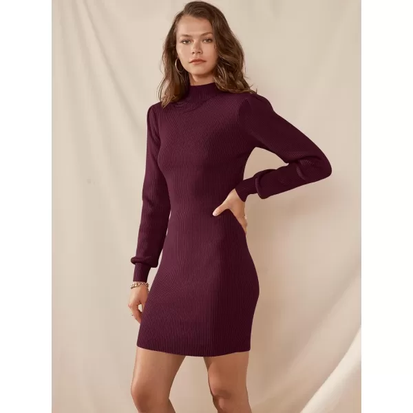 Caracilia Women Turtleneck Long Sleeve Knit Pullover Sweater Bodycon Mini Dress