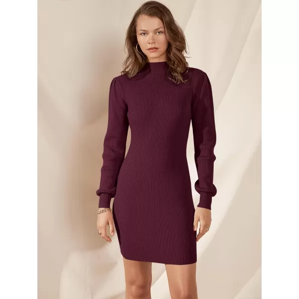 Caracilia Women Turtleneck Long Sleeve Knit Pullover Sweater Bodycon Mini Dress