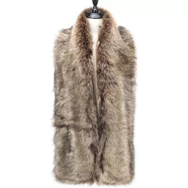 Caracilia Women Winter Warm Faux Fox Fur Collar Scarf Stole Long Scarf Shawl
