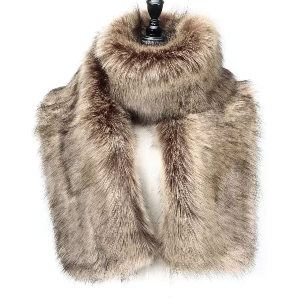 Caracilia Women Winter Warm Faux Fox Fur Collar Scarf Stole Long Scarf Shawl