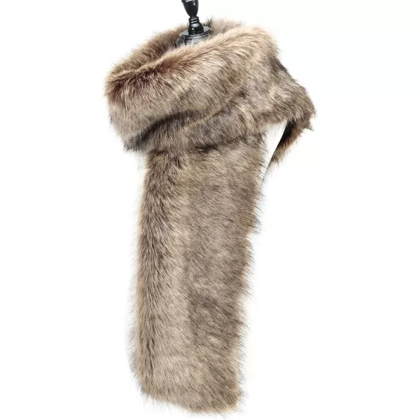 Caracilia Women Winter Warm Faux Fox Fur Collar Scarf Stole Long Scarf Shawl