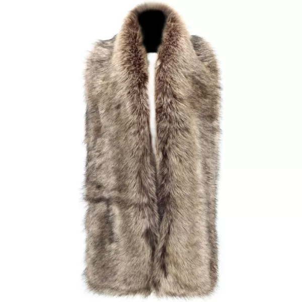 Caracilia Women Winter Warm Faux Fox Fur Collar Scarf Stole Long Scarf Shawl