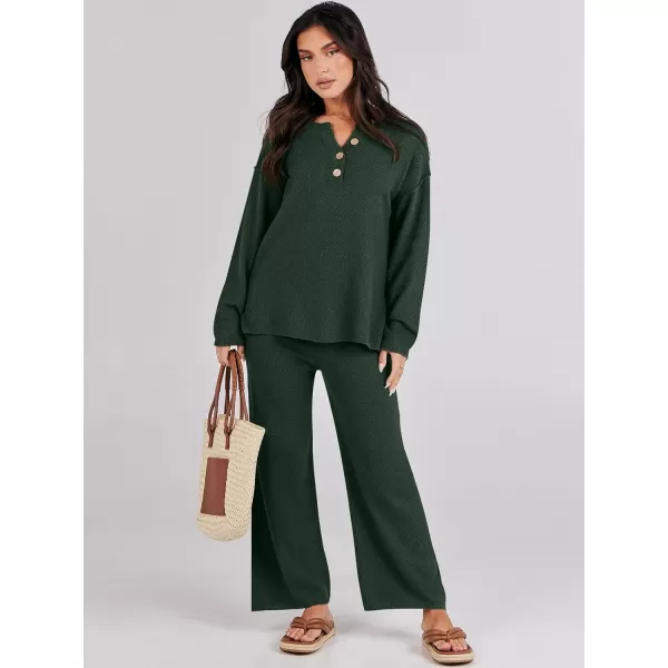 Caracilia Womens 2 Piece Outfits Long Sleeve Knit Loungewear Loose Slouchy Sweater Set Fall Trendy Matching Lounge Sets