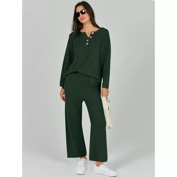 Caracilia Womens 2 Piece Outfits Long Sleeve Knit Loungewear Loose Slouchy Sweater Set Fall Trendy Matching Lounge Sets