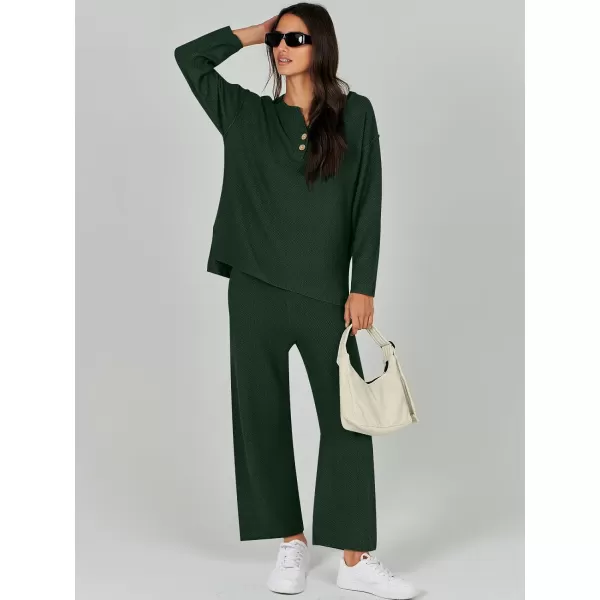 Caracilia Womens 2 Piece Outfits Long Sleeve Knit Loungewear Loose Slouchy Sweater Set Fall Trendy Matching Lounge Sets