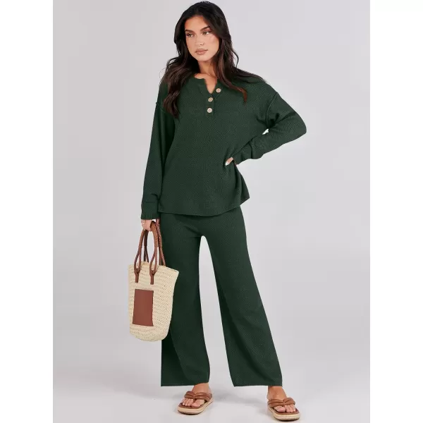 Caracilia Womens 2 Piece Outfits Long Sleeve Knit Loungewear Loose Slouchy Sweater Set Fall Trendy Matching Lounge Sets