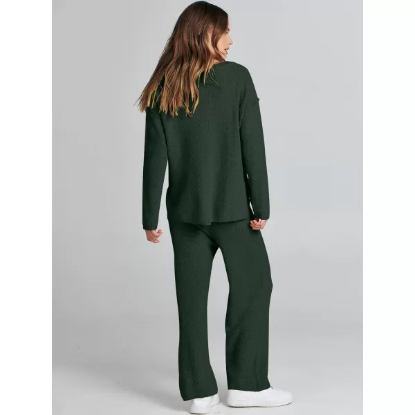 Caracilia Womens 2 Piece Outfits Long Sleeve Knit Loungewear Loose Slouchy Sweater Set Fall Trendy Matching Lounge Sets