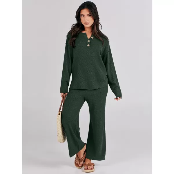 Caracilia Womens 2 Piece Outfits Long Sleeve Knit Loungewear Loose Slouchy Sweater Set Fall Trendy Matching Lounge Sets