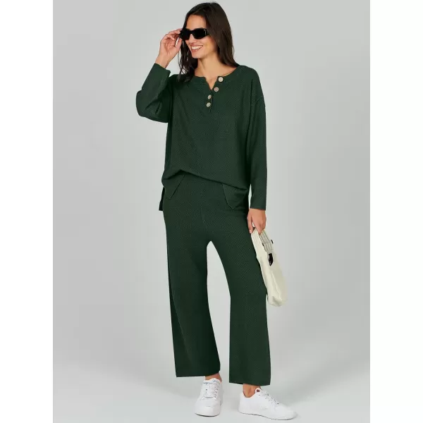 Caracilia Womens 2 Piece Outfits Long Sleeve Knit Loungewear Loose Slouchy Sweater Set Fall Trendy Matching Lounge Sets