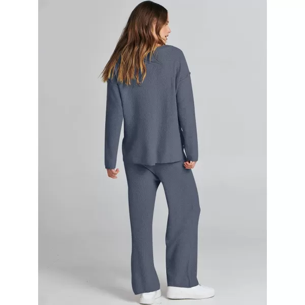 Caracilia Womens 2 Piece Outfits Long Sleeve Knit Loungewear Loose Slouchy Sweater Set Fall Trendy Matching Lounge Sets