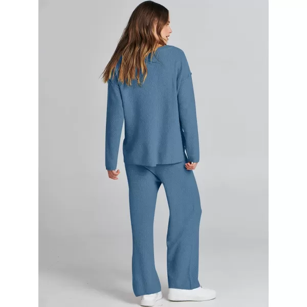 Caracilia Womens 2 Piece Outfits Long Sleeve Knit Loungewear Loose Slouchy Sweater Set Fall Trendy Matching Lounge Sets
